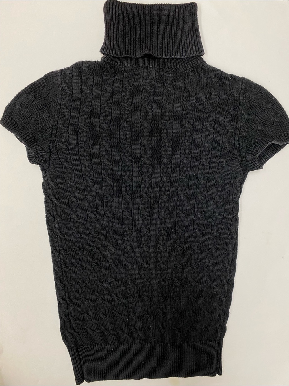 Ralph Lauren Sport Black Cable-Knit Short Sleeve Turtleneck - Picture 3 of 4